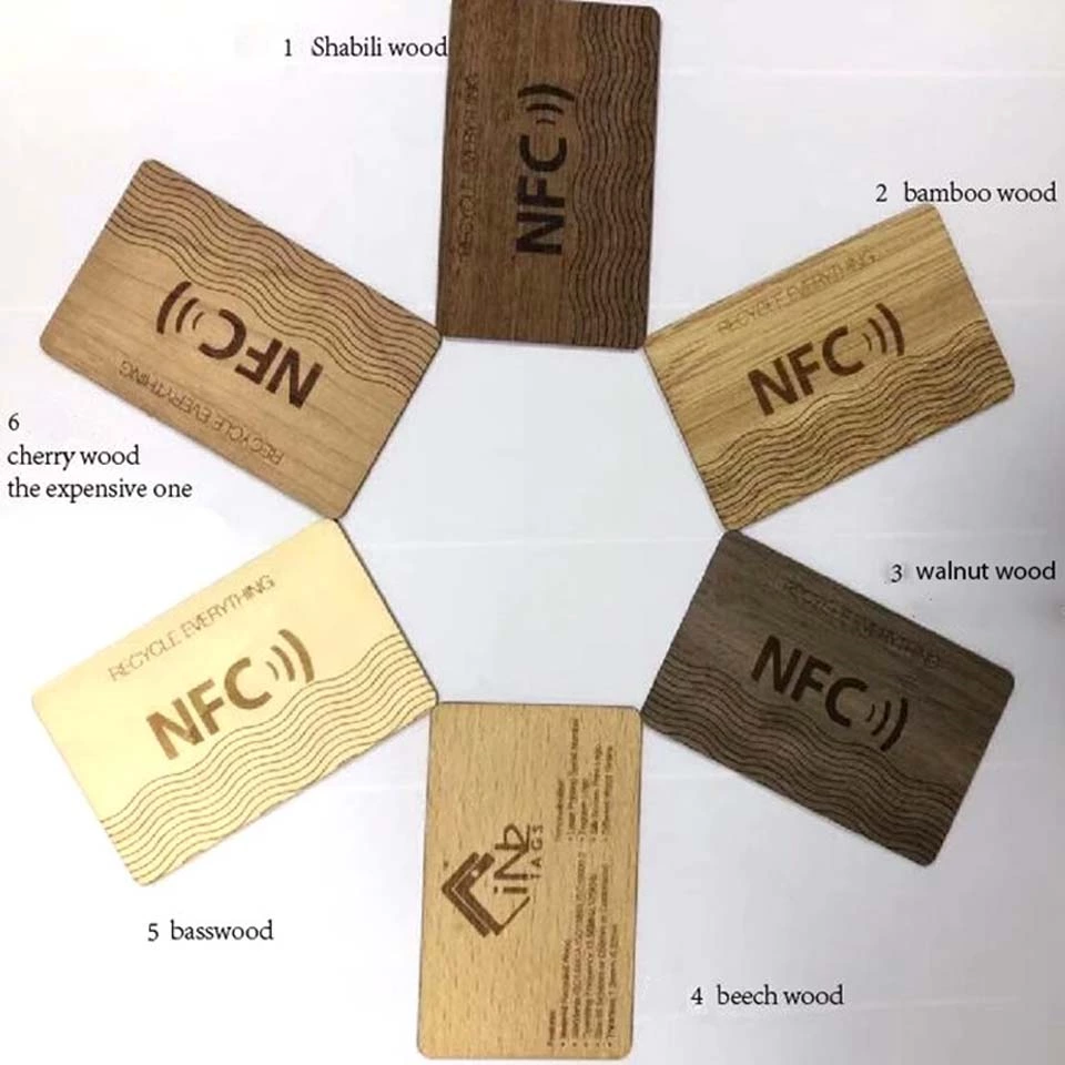 Programmable bamboo wood business Cards RFID ISO14443A Smart NTAG213216 NFC wooden hotel key card