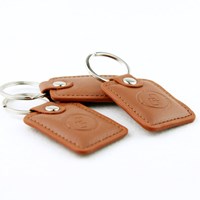 Customized size 13.56mhz Ultralight C NFC Keytag Rfid leather read-only or read write Key tag