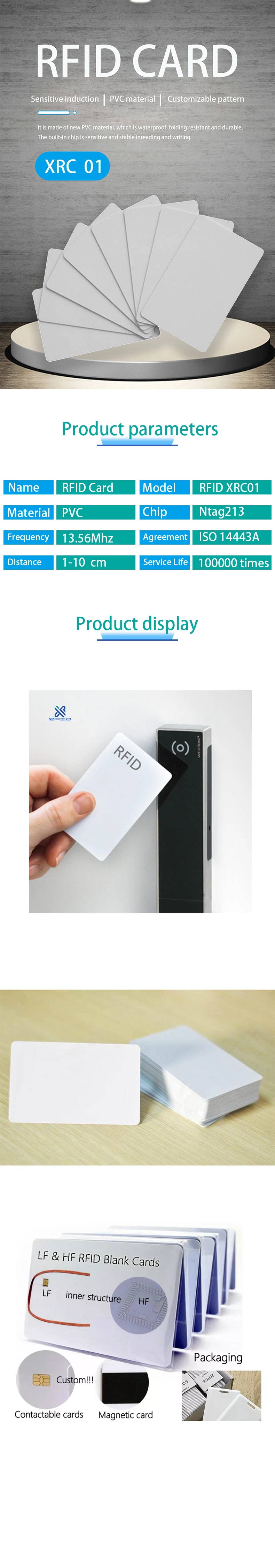 13.56mhz Blank White pvc rfid cards with F08 chip