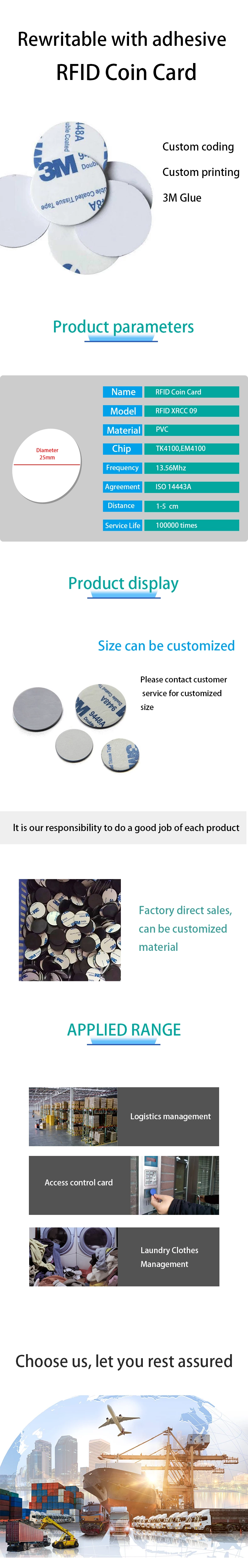 Wholesale RFID Coin Tag, 125KHZ13.56mhz Round Stickers Label