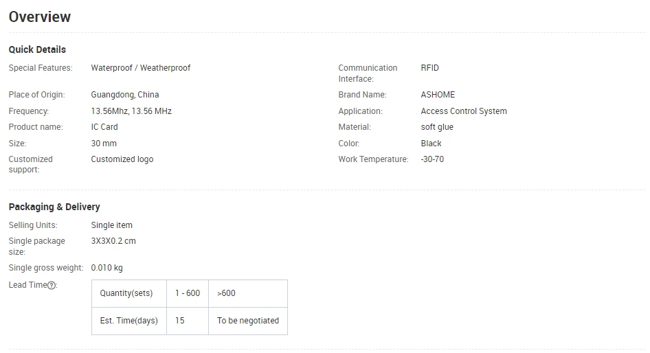 custom ic id nfc rfid card for smart lock waterproof mini access control card