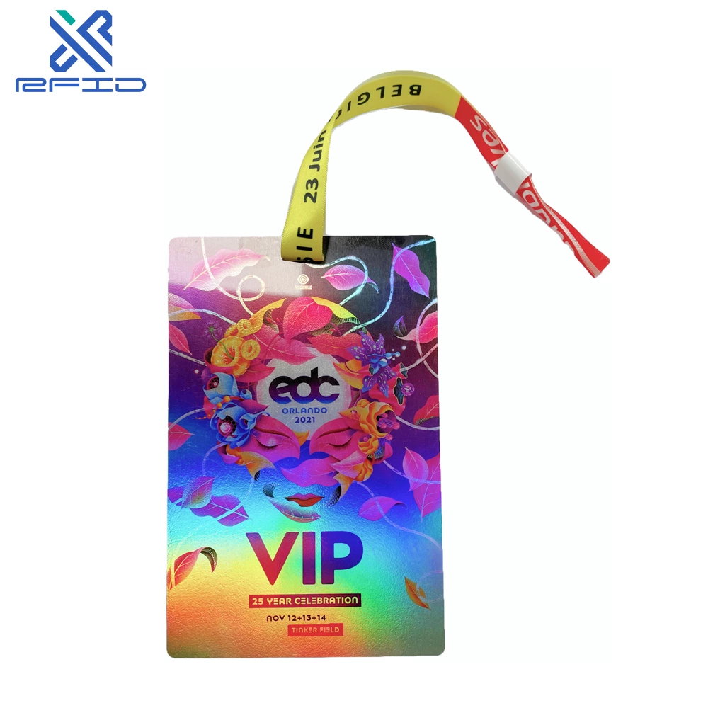 Hole Smart Rfid Chip Event Badges Vip Pass Id Card With Lanyard Customized Size VIP passes Full Color