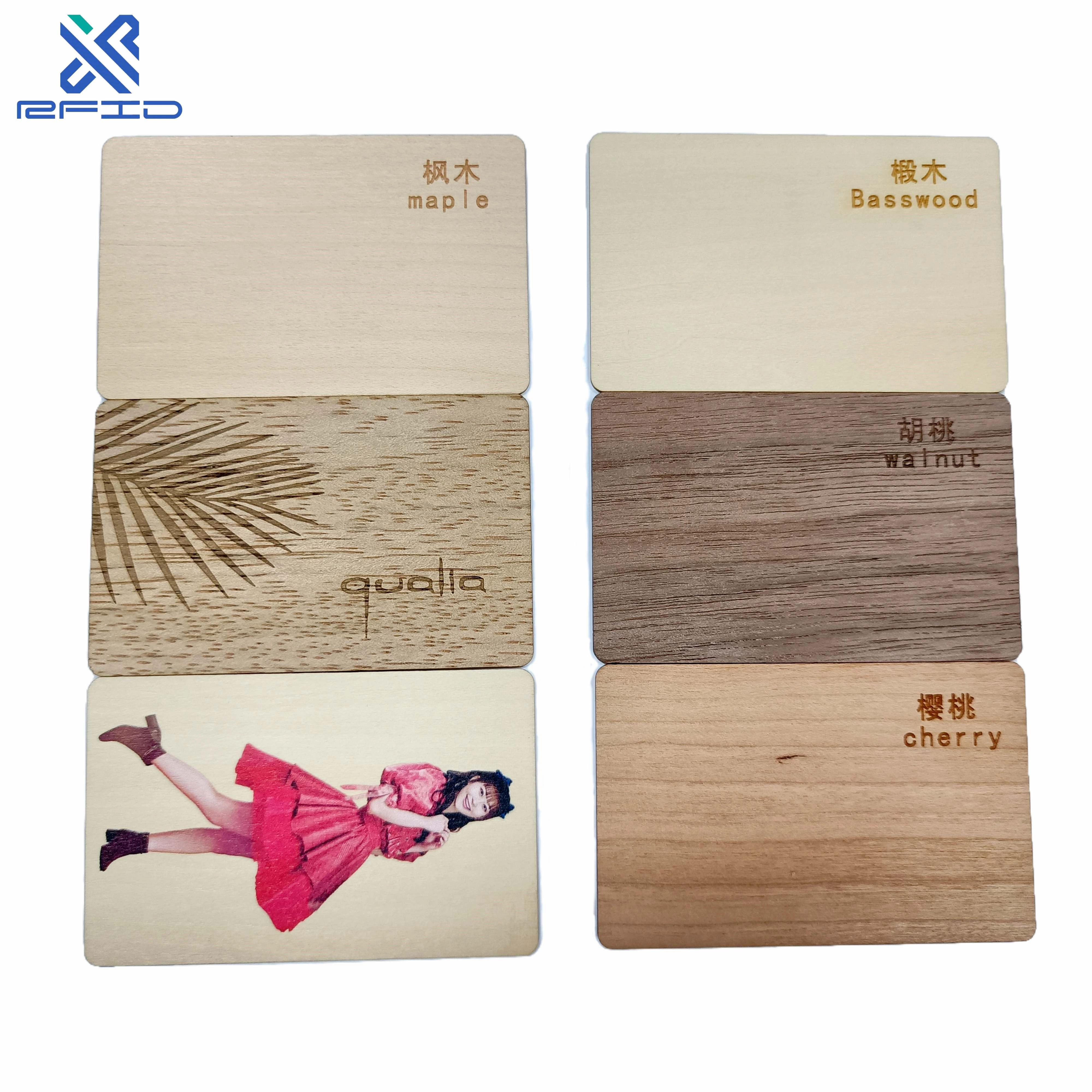 Programmable bamboo wood business Cards RFID ISO14443A Smart NTAG213216 NFC wooden hotel key card