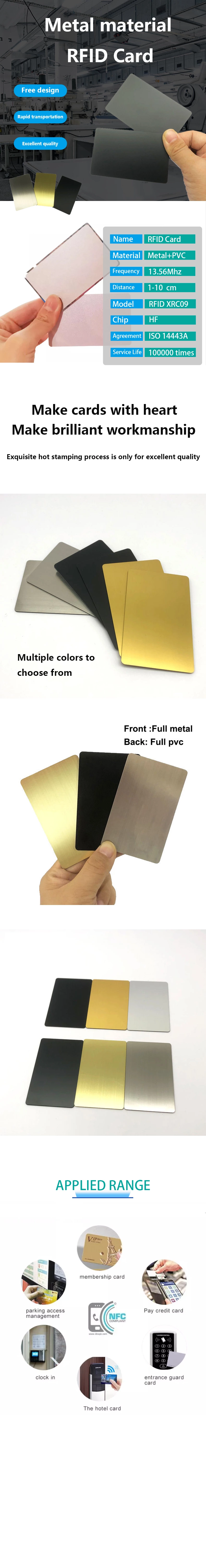 Rfid Metal Card Custom RFID Electronic NFC Frosted Metal Business Card With Logo