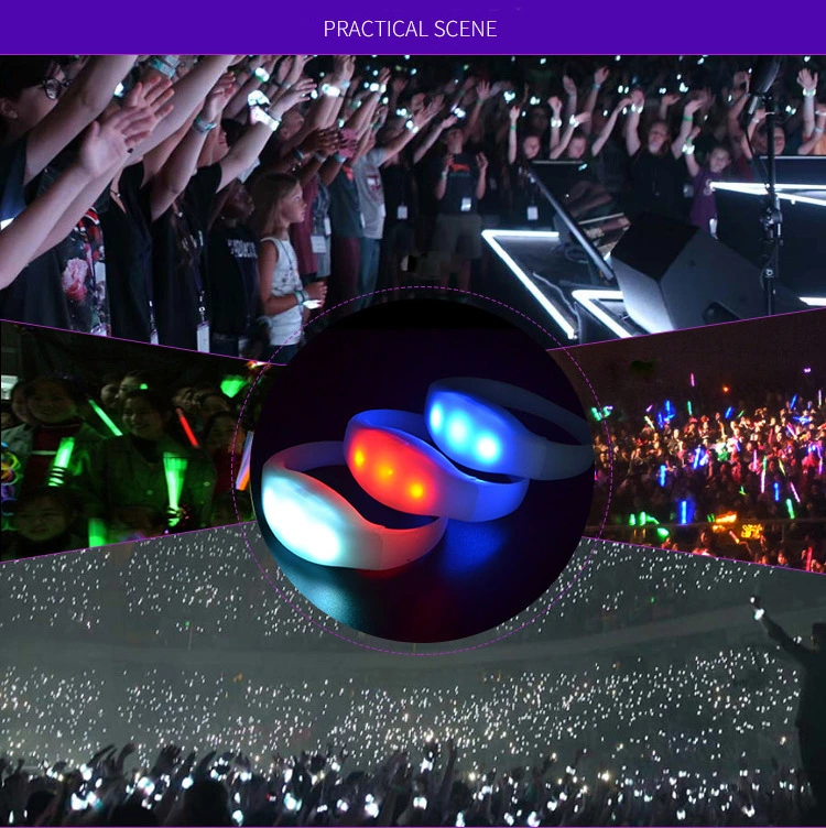 Sound Activated Flashing LED Wristband for Events Rave Party Silicone LED Bracelet for Festival by Voice Control