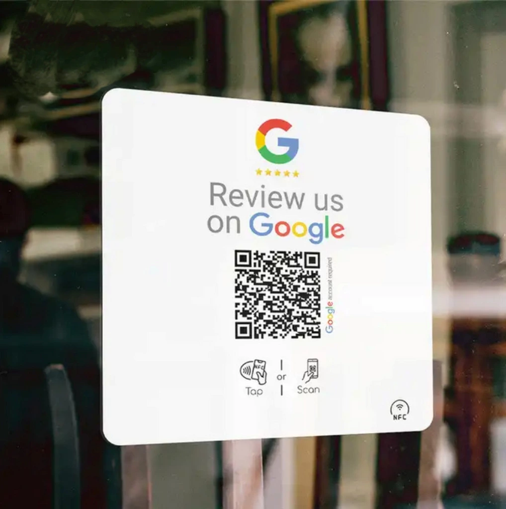 Custom Logo Printing 13.56MHz Plastic Programmable RFID Contactless Google Review NFC business review Card