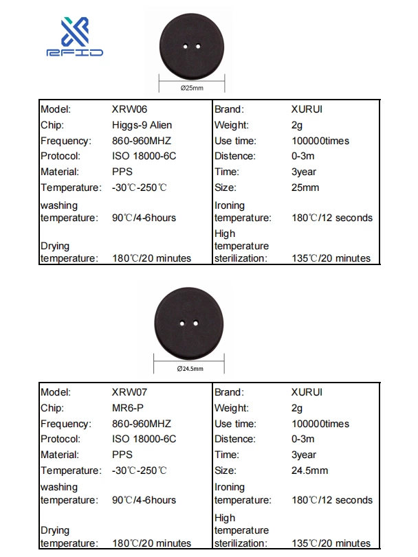 Washable NFC RFID Laundry Waterproof Button Tag for Clothing